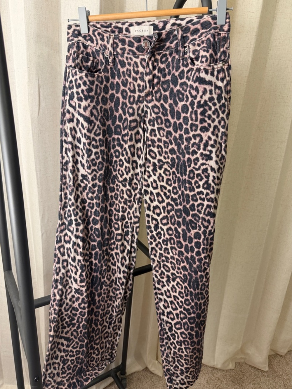 PacSun Pink Leopard Denim Wide Leg Jeans Size 23